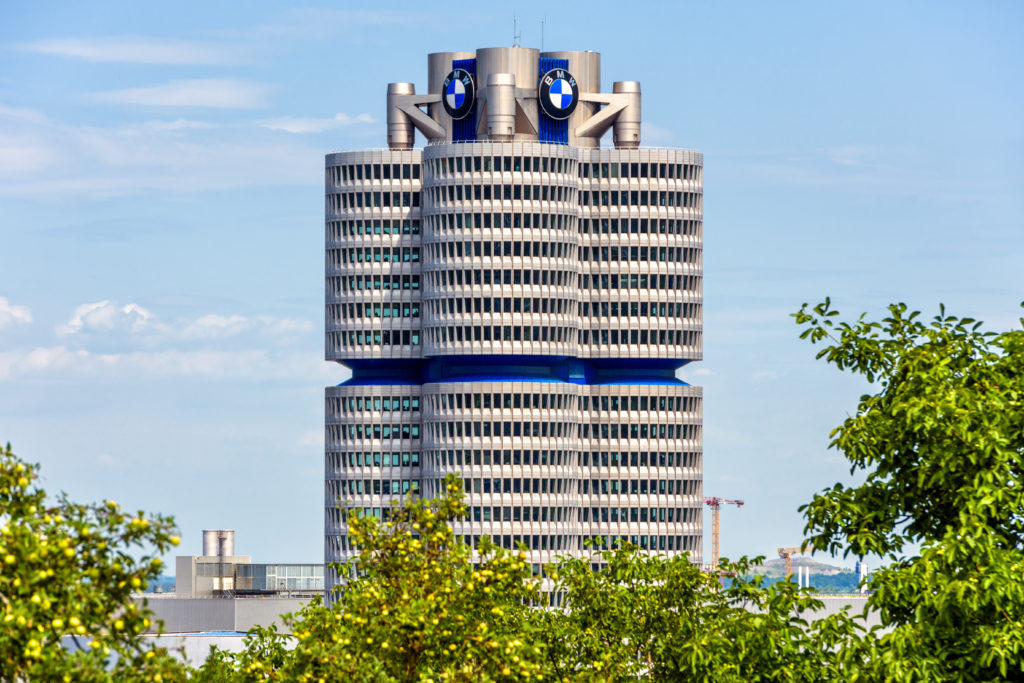 The BMW world headquarters or BMW four-cylinder building in Muni