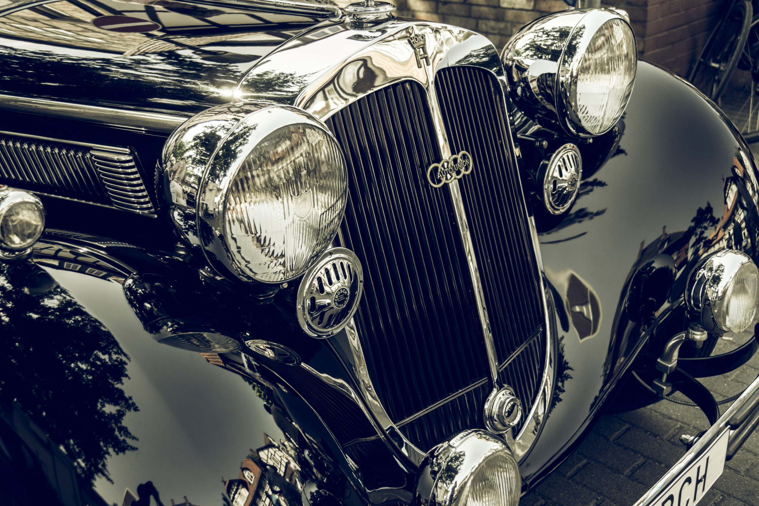 Black Horch 8 Type 350 from 1929 with chromed radiator grille, C