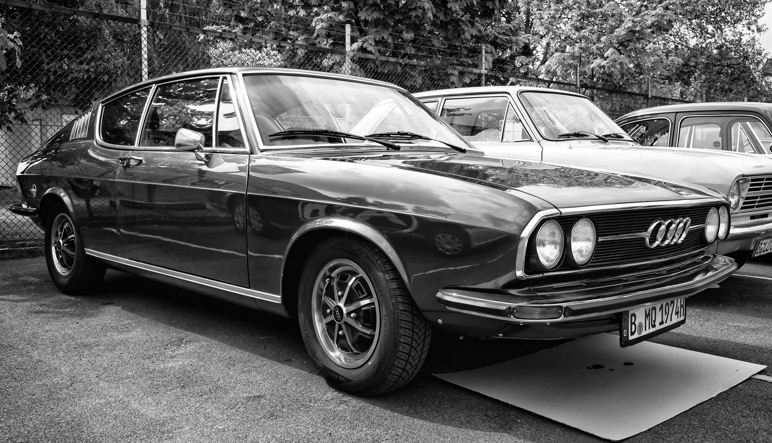 BERLIN – MAY 11: The Audi 100 (C1) Coupe S, front view, (black a